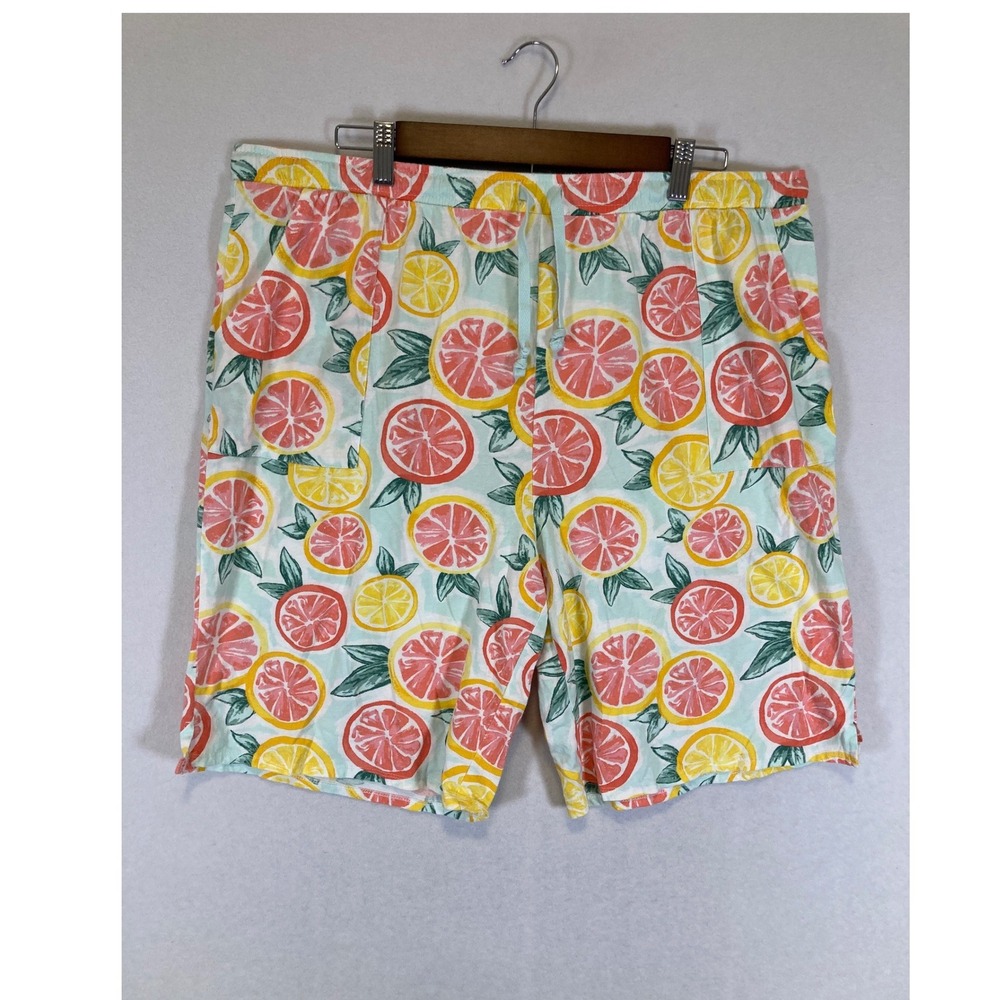 Summer Fruitcore  Womens XL Multicolor Citrus Print Cotton‎ Lounge Shorts